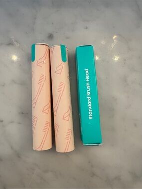 Quip Replacement Brush Heads (Standard) - 2 Pack Pink & 1 Green Stripe